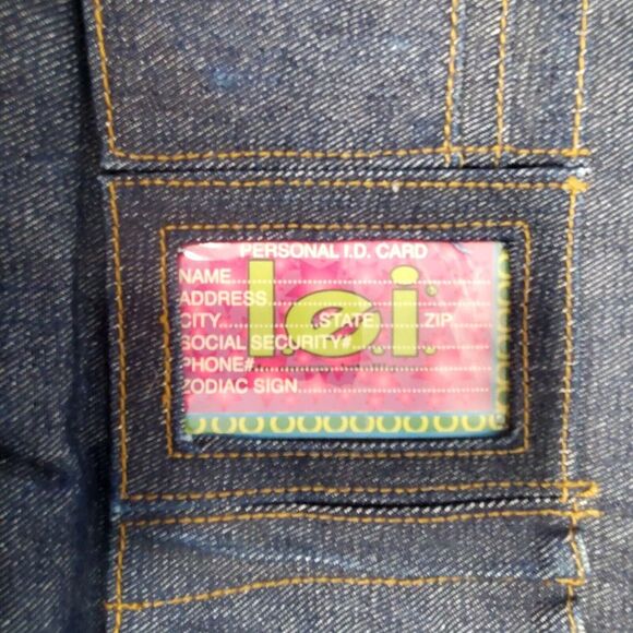 VTG LEI Denim Handbag Y2K Retro Tote Messenger Bag Flap Fold Over w/ ID Card! - Picture 11 of 15